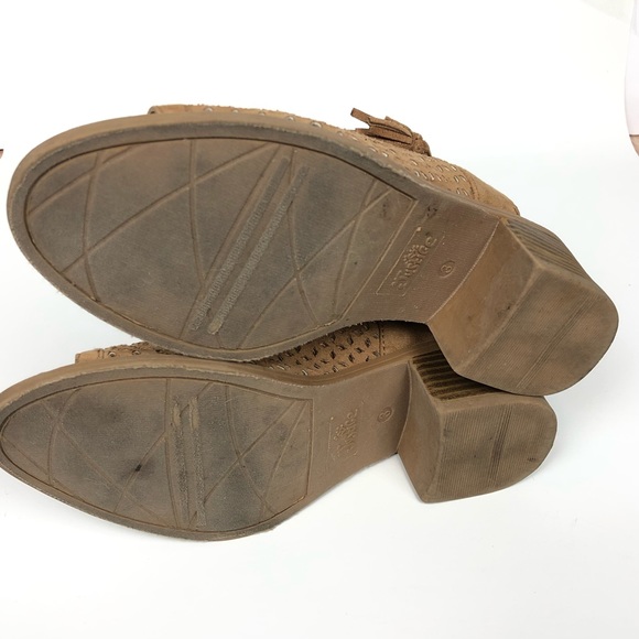 SOLD✳️Girls Brown Laser Cut Open Toe Booties Sz 3 - Picture 7 of 8